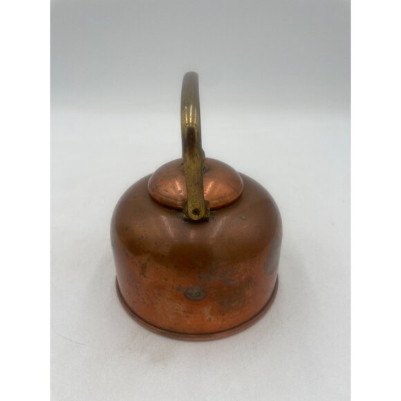 Antique Copper Kettle Lid & Brass Spout Handle Coppercraft Guild/Taunton Maine - Picture 2 of 8